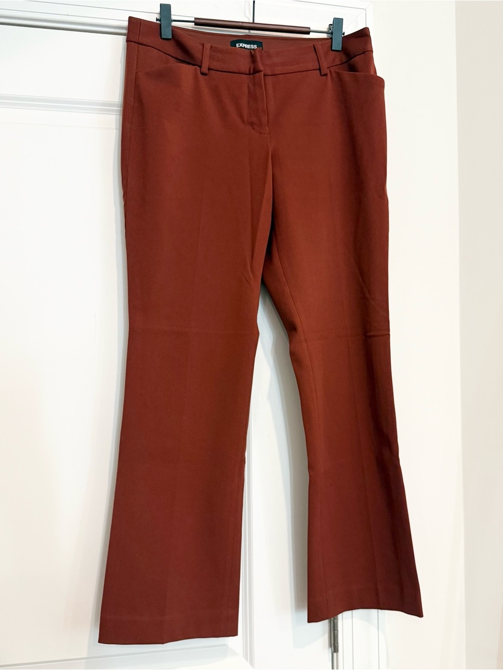 Express Editor Barely Boot Pants in Rust Brown